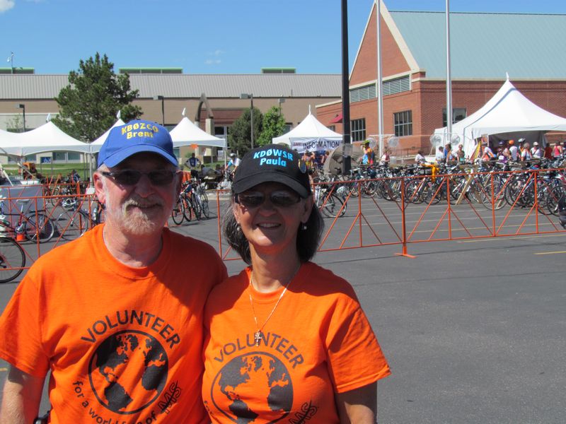 Paula Sa and Brent Haberer, ham radio operators volunteering for Ride MS 2014